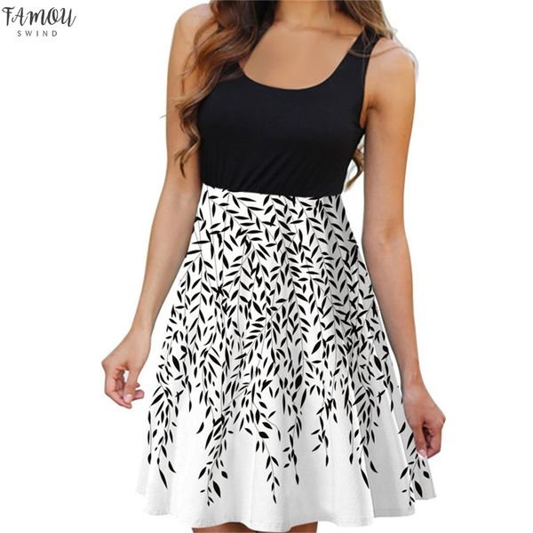 women dress casual black and white stitching sleveless print beach vintage mini rising women dress summer, Black;gray
women dress casual black and white stitching sleveless print beach vintage mini rising women dress summer, Black;gray