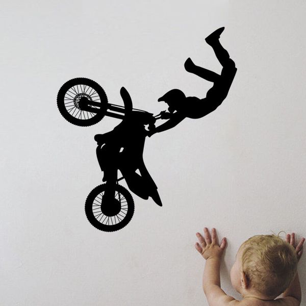 a boy riding dirt bike with trick wall decal mural vinyl sticker kids room decor
a boy riding dirt bike with trick wall decal mural vinyl sticker kids room decor