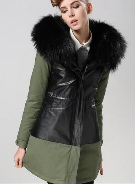 new listing meifeng brand designer black rabbit fur lining army green leather spliced long parkas black raccoon fur-trimmed canvas parka
new listing meifeng brand designer black rabbit fur lining army green leather spliced long parkas black raccoon fur-trimmed canvas parka