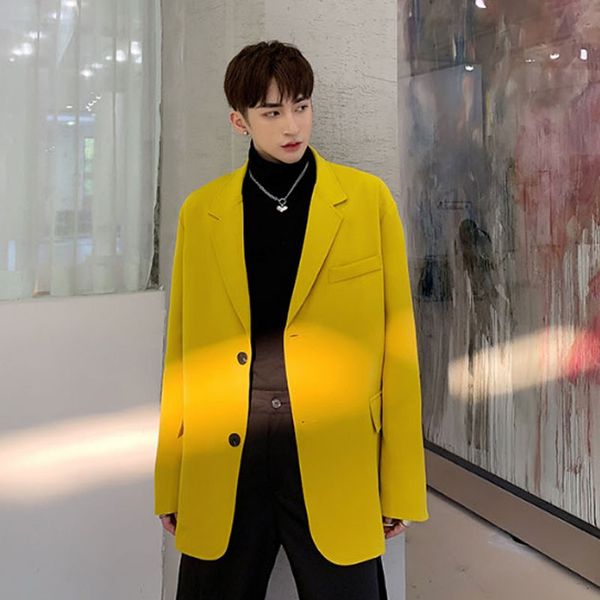 men vintage fashion yellow casual blazer suit jacket overcoat male women streetwear loose suit coat outerwear couple clothes, White;black
men vintage fashion yellow casual blazer suit jacket overcoat male women streetwear loose suit coat outerwear couple clothes, White;black