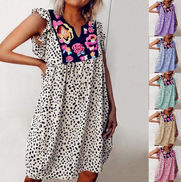 women 2020 loose floral vintage strap ruffles chiffon beleopard dress summer vest tank party beach dresses plus sizes, Black;gray
women 2020 loose floral vintage strap ruffles chiffon beleopard dress summer vest tank party beach dresses plus sizes, Black;gray