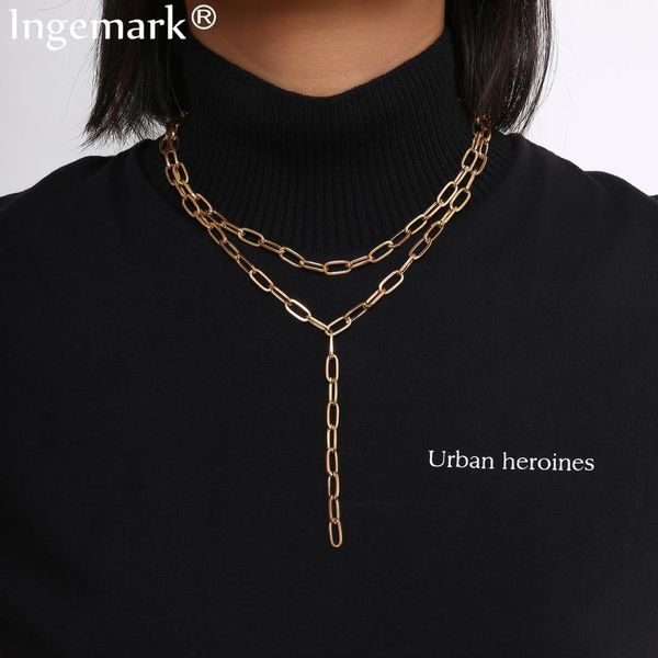 ingemark multi layer twist lock thick choker necklace collares steampunk men chunky chain long tassel necklace for women jewelry, Silver
ingemark multi layer twist lock thick choker necklace collares steampunk men chunky chain long tassel necklace for women jewelry, Silver