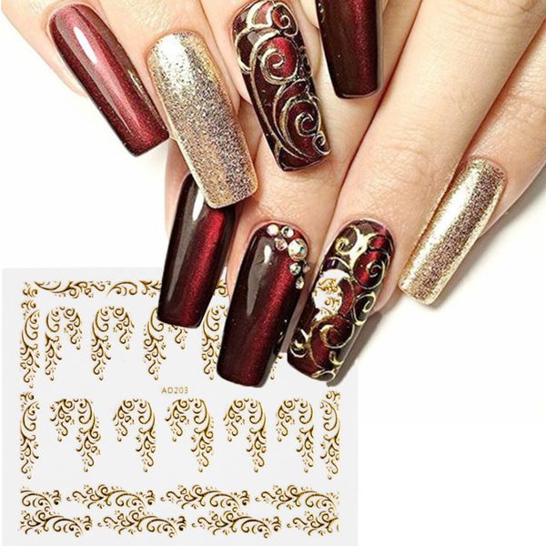 3d gold bronzing nail sticker flower metalic lace slider diy manicure leaf nails decal nail art decorations chad201-212, Black
3d gold bronzing nail sticker flower metalic lace slider diy manicure leaf nails decal nail art decorations chad201-212, Black