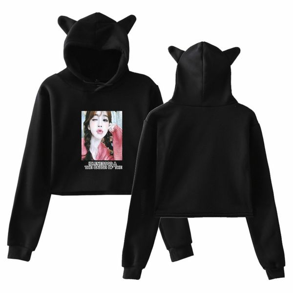 selling new fashion simple casual cartoon printed loose-fit cat ear bare midriff women's hooded hoodie, Black
selling new fashion simple casual cartoon printed loose-fit cat ear bare midriff women's hooded hoodie, Black