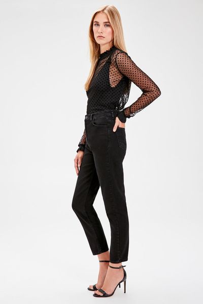 trendyol black high waist mom jeans twoaw20je0129, Blue 
trendyol black high waist mom jeans twoaw20je0129, Blue