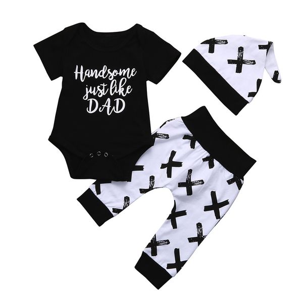 handsome like 3pcs newborn baby boy romper pants leggings hat outfits set clothes short sleeve clothing summer cotton clothe, White
handsome like 3pcs newborn baby boy romper pants leggings hat outfits set clothes short sleeve clothing summer cotton clothe, White