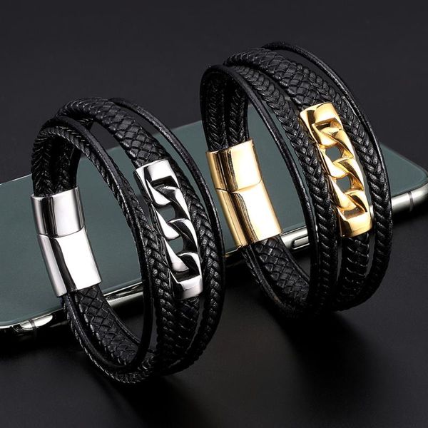 punk genuine leather wrap bracelet men women multi-layer gold/steel magnet buckle homme bangles & bracelet jewelry gifts, Golden;silver
punk genuine leather wrap bracelet men women multi-layer gold/steel magnet buckle homme bangles & bracelet jewelry gifts, Golden;silver