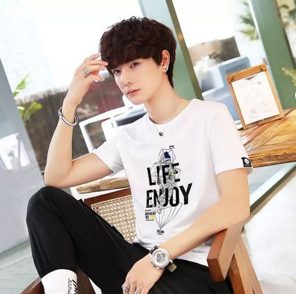new men's short sleeve t-shirt korean trend printed junior student in summer of 2019, White;black
new men's short sleeve t-shirt korean trend printed junior student in summer of 2019, White;black