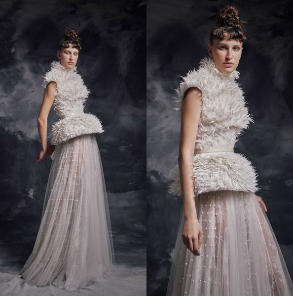 modest white a line evening prom dresses tulle lace feather high neck sleeveless party dresses sashes floor length robes de soirée, Black
modest white a line evening prom dresses tulle lace feather high neck sleeveless party dresses sashes floor length robes de soirée, Black