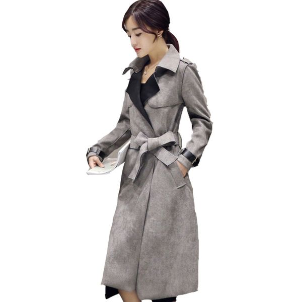 autumn suede trench coat women abrigo mujer fashion plus size outerwear elegant long trench slim suede cardigan windbreaker q397, Tan;black
autumn suede trench coat women abrigo mujer fashion plus size outerwear elegant long trench slim suede cardigan windbreaker q397, Tan;black