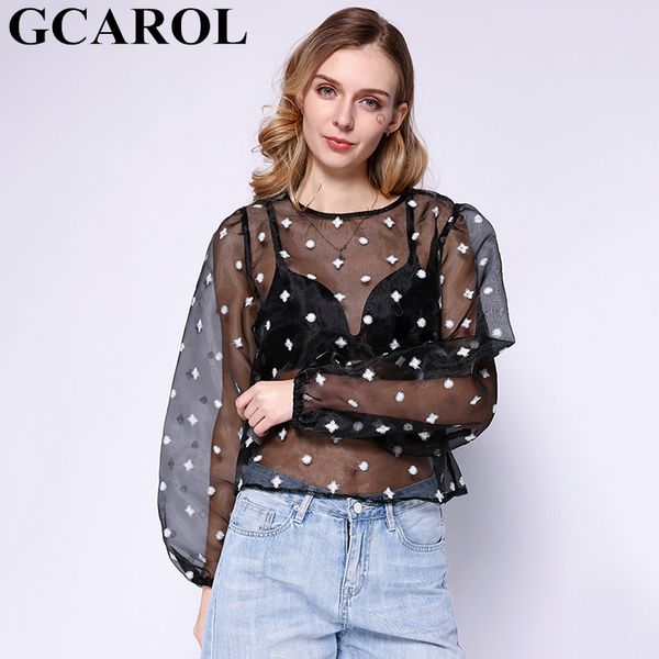 gcarol 2020 early spring summer women transparent embroidery organza blouse casual short smock, White
gcarol 2020 early spring summer women transparent embroidery organza blouse casual short smock, White