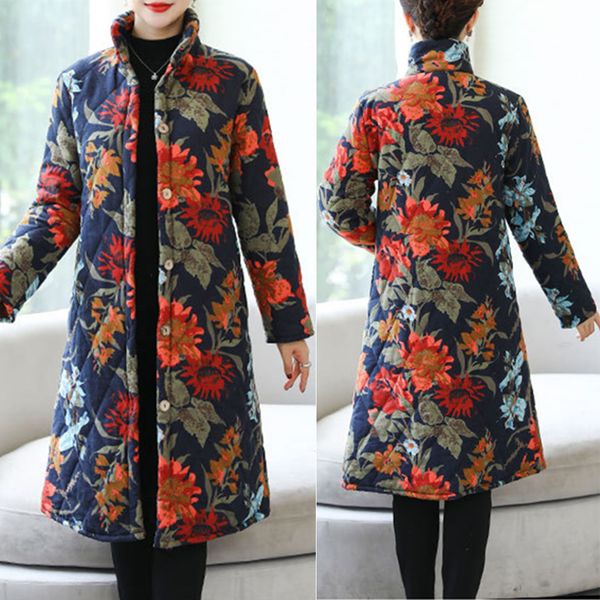 ethnic thicken women coat casual long sleeve warm shopping floral printed button stand collar daily soft over knee autumn winter, Black
ethnic thicken women coat casual long sleeve warm shopping floral printed button stand collar daily soft over knee autumn winter, Black