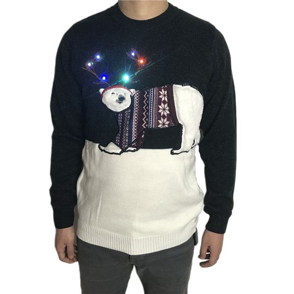 washable knitted light up ugly christmas sweater for men funny fluffy polar bear knit ugly xmas pullover jumper plus size, White;black
washable knitted light up ugly christmas sweater for men funny fluffy polar bear knit ugly xmas pullover jumper plus size, White;black