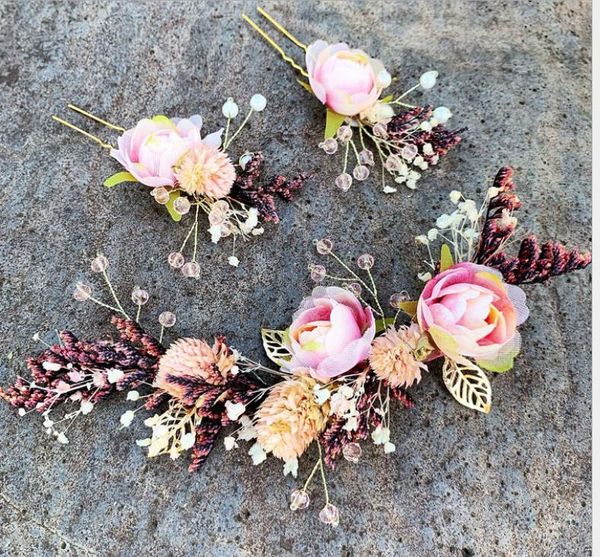 hair band dried flower headdress pink crepe hair accessories hair wedding hairpin, Silver
hair band dried flower headdress pink crepe hair accessories hair wedding hairpin, Silver
