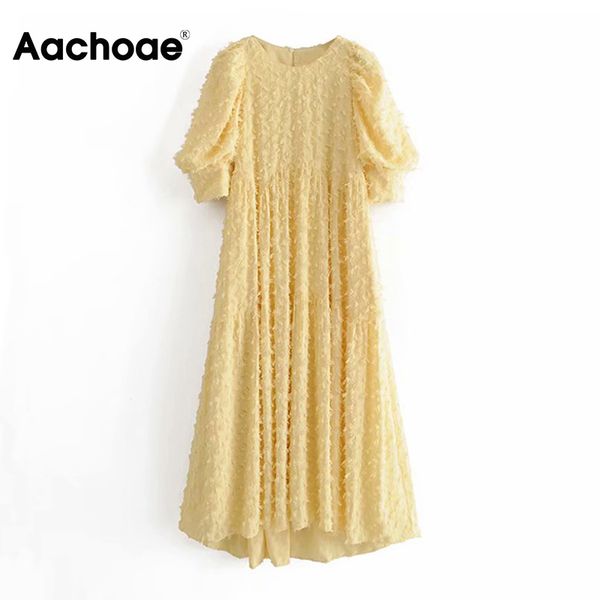 aachoae women elegant long dress 2020 puff short sleeve loose casual dress ladies yellow pleated midi dresses vestidos mujer, Black;gray
aachoae women elegant long dress 2020 puff short sleeve loose casual dress ladies yellow pleated midi dresses vestidos mujer, Black;gray