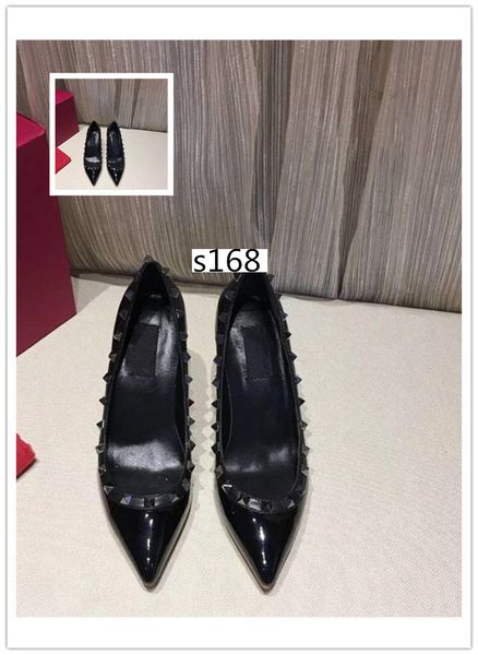 luxury patent leather women pointed toe studs pumps rivet stiletto wedding high heels size 39, Black
luxury patent leather women pointed toe studs pumps rivet stiletto wedding high heels size 39, Black