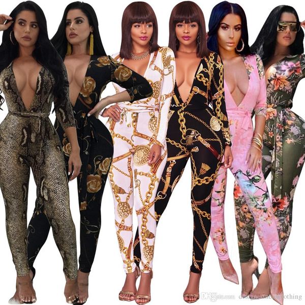 women summer floral printed romper deep v-neck nightclub clothing fashion female full length apparel, Black;white
women summer floral printed romper deep v-neck nightclub clothing fashion female full length apparel, Black;white