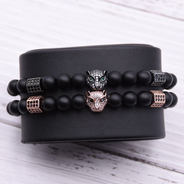 kang hua classic bracelet 8mm matte black stone bead bracelet micro pave cz copper leopard headl for diy personality jewelry
kang hua classic bracelet 8mm matte black stone bead bracelet micro pave cz copper leopard headl for diy personality jewelry