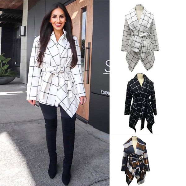 women's coat autumn and winter plaid material overcoat tweed jacket plaid coat 3 color long sleeve women clothing, Black
women's coat autumn and winter plaid material overcoat tweed jacket plaid coat 3 color long sleeve women clothing, Black