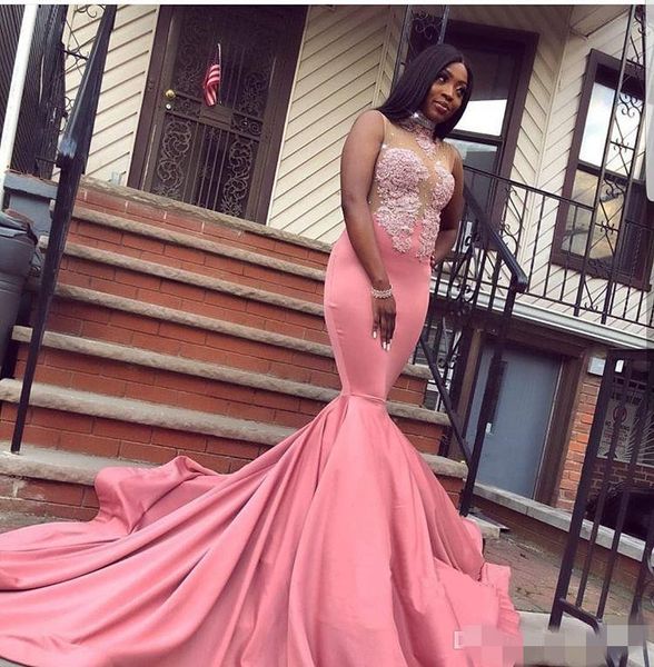 2020 pink mermaid prom dresses black girl jewel neck illusion bodice lace applique custom made sweep train beaded formal evening gowns
2020 pink mermaid prom dresses black girl jewel neck illusion bodice lace applique custom made sweep train beaded formal evening gowns