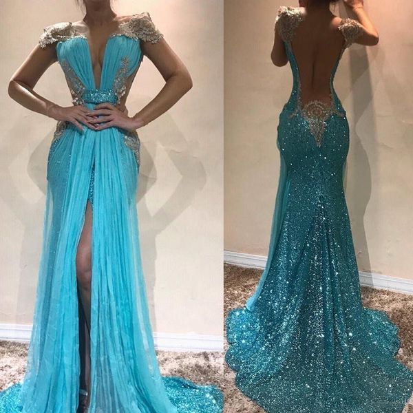 long evening dresses front split open back sequined holiday wear formal party prom gown vestidos de festa, Black;red
long evening dresses front split open back sequined holiday wear formal party prom gown vestidos de festa, Black;red