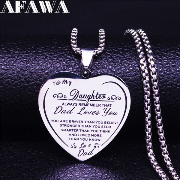 afawa daughter dad love you stainless steel statement necklace for women silver color heart necklace jewelry gargantilla n4009s0
afawa daughter dad love you stainless steel statement necklace for women silver color heart necklace jewelry gargantilla n4009s0