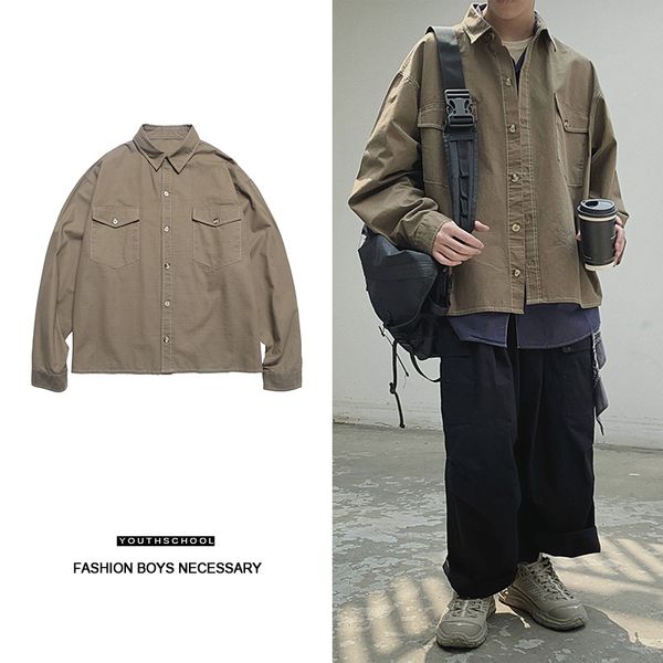 men's long-sleeved shirt 2019 autumn and winter new solid color loose shirt handsome tooling youth trend men's clothing, White;black
men's long-sleeved shirt 2019 autumn and winter new solid color loose shirt handsome tooling youth trend men's clothing, White;black