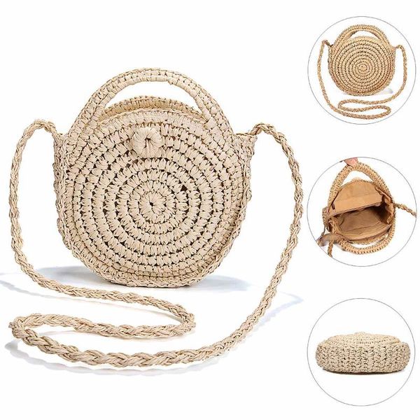 new rattan woven round women straw bag handbag knit summer beach bag woman shoulder messenger zipper khaki beige bags
new rattan woven round women straw bag handbag knit summer beach bag woman shoulder messenger zipper khaki beige bags