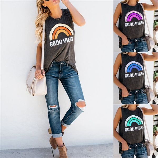 women's round collar rainbow good vibes casual vest women's round collar rainbow good vibes casual vest, White
women's round collar rainbow good vibes casual vest women's round collar rainbow good vibes casual vest, White