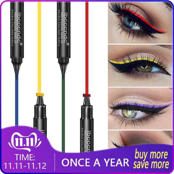 

6 цветов Liquid Eyeliner Pen Stamp Матовый черный Красочные Ленивый глаз Макияж водонепрониц