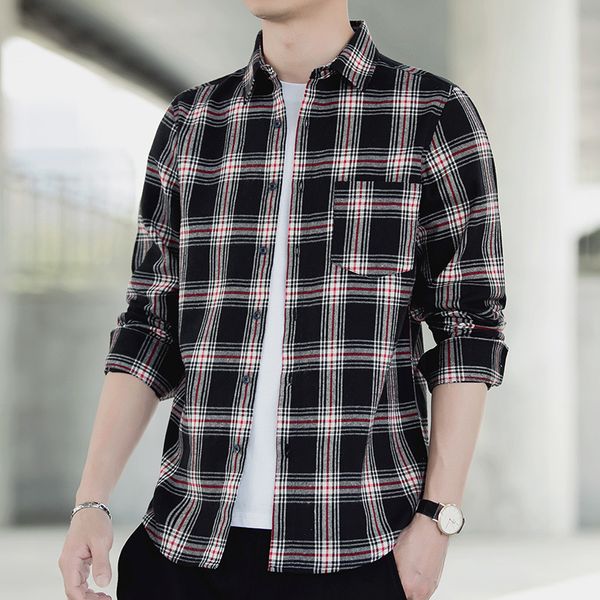 mens designer clothing plaid shirt shirt slim fashion long sleeve shirt, Black;brown
mens designer clothing plaid shirt shirt slim fashion long sleeve shirt, Black;brown