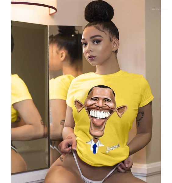 short sleeve funny character womens female clothing obama print o neck womens tshirts, White
short sleeve funny character womens female clothing obama print o neck womens tshirts, White