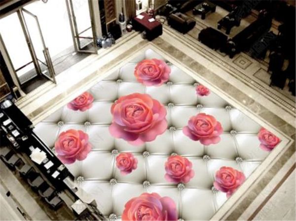custom wallpaper soft pack diamond rose 3d floor mural