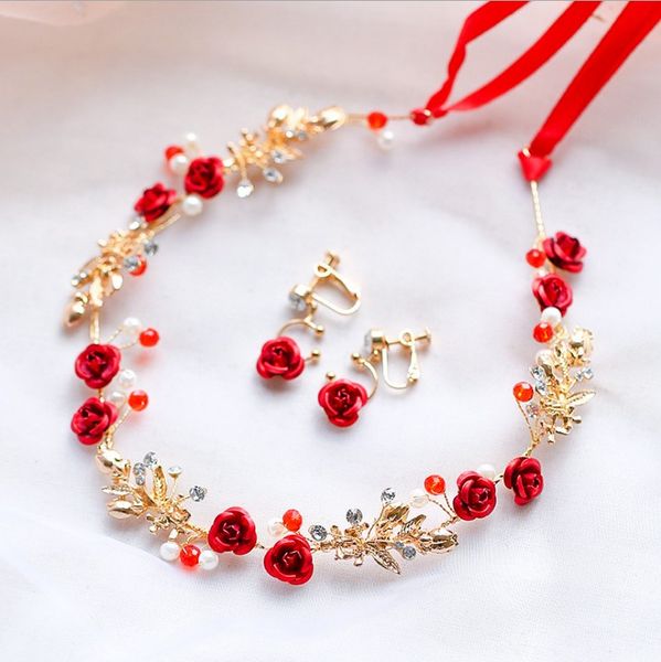 handmade romantic rose gold hair band ribbon earrings wedding headbands bridal pageant head pieces for women tiaras jewelry, Golden;white
handmade romantic rose gold hair band ribbon earrings wedding headbands bridal pageant head pieces for women tiaras jewelry, Golden;white