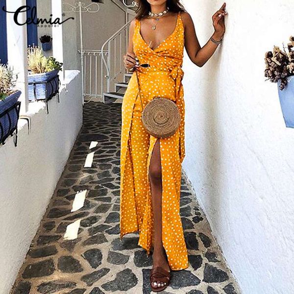 women's jumpsuits & rompers women v-neck dot printed long celmia sleeveless summer elegant suspender casual high slit wide leg pants ov, Black;white
women's jumpsuits & rompers women v-neck dot printed long celmia sleeveless summer elegant suspender casual high slit wide leg pants ov, Black;white