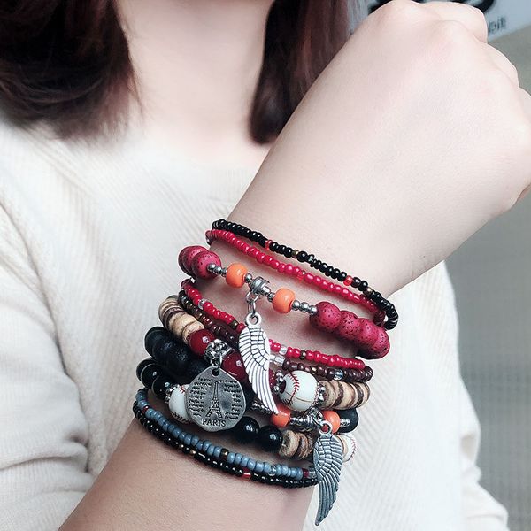 color boho ethnic wind bracelet female multi-layer elastic rice beads bracelet accessories, Black
color boho ethnic wind bracelet female multi-layer elastic rice beads bracelet accessories, Black