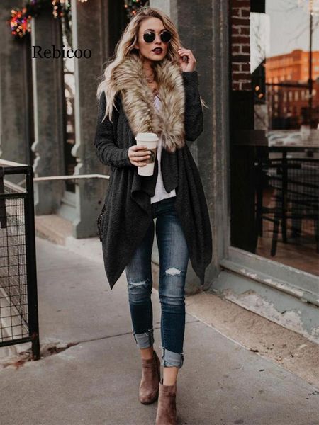 women's fur & faux rebicoo women long open cardigan casual collar coat ladies 2021 autumn winter fashion soft outwear jacket oversize, Black
women's fur & faux rebicoo women long open cardigan casual collar coat ladies 2021 autumn winter fashion soft outwear jacket oversize, Black