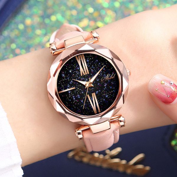 women casual wrist precise time watch round star dial watch with perforated frosted strap lxh, Slivery;brown
women casual wrist precise time watch round star dial watch with perforated frosted strap lxh, Slivery;brown