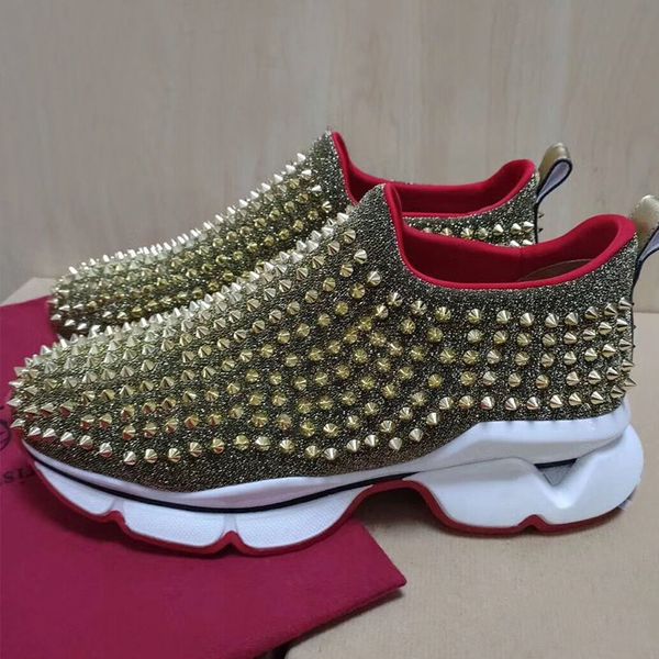 2019 high grade outdoor non-slip thick bottom men women casual shoeschanel spikes rivets rhinestone shock absorption walking sneakers, Black
2019 high grade outdoor non-slip thick bottom men women casual shoeschanel spikes rivets rhinestone shock absorption walking sneakers, Black