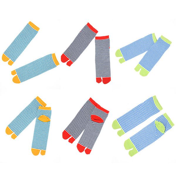 5 pairs men women socks japanese kimono flip flop sandal split toe tabi ninja geta socks cute striped couples short sock, Black
