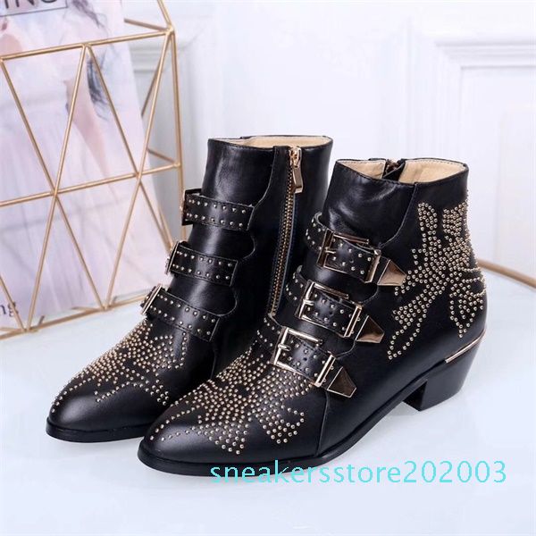 2020 luxury susanna leather studded booties designer boots real nappa leahter women ankle boots rivets gold martin boots cowboy boot s03, Black
2020 luxury susanna leather studded booties designer boots real nappa leahter women ankle boots rivets gold martin boots cowboy boot s03, Black
