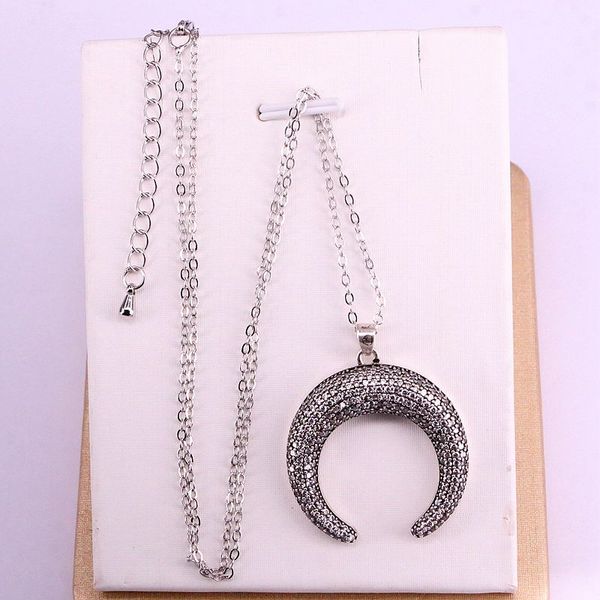4pcs, antique silver clear cz crystal double horn/moon pendants necklaces fashion jewelry chain elegant gift for women men
4pcs, antique silver clear cz crystal double horn/moon pendants necklaces fashion jewelry chain elegant gift for women men