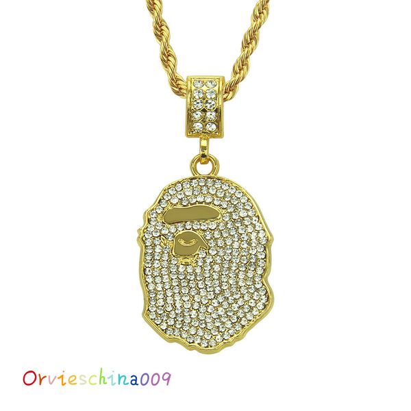 2020 new designer necklace hip hop ape head necklace european and american fashion personality full diamond pendant pendant, Silver
2020 new designer necklace hip hop ape head necklace european and american fashion personality full diamond pendant pendant, Silver