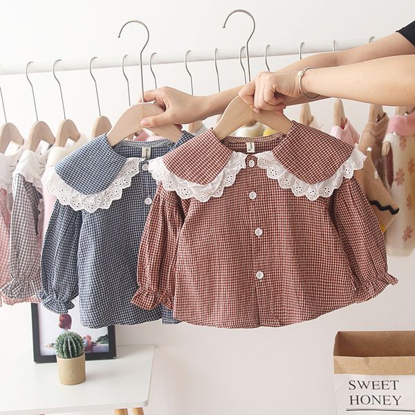2019 autumn baby girls long sleeve lace lapel collar plaid print blouse kids shirts roupas de bebe, Blue
2019 autumn baby girls long sleeve lace lapel collar plaid print blouse kids shirts roupas de bebe, Blue