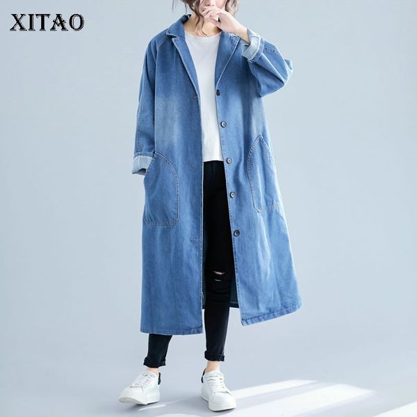 xitao split plus size denim trench women korea fashion single breasted pocket long elegant wide waist 2019 autumn coat gcc1084, Tan;black 
xitao split plus size denim trench women korea fashion single breasted pocket long elegant wide waist 2019 autumn coat gcc1084, Tan;black