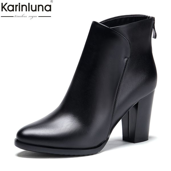 women's brand genuine leather lady high heels shoes woman casual party office lady autumn ankle boots women, Black
women's brand genuine leather lady high heels shoes woman casual party office lady autumn ankle boots women, Black