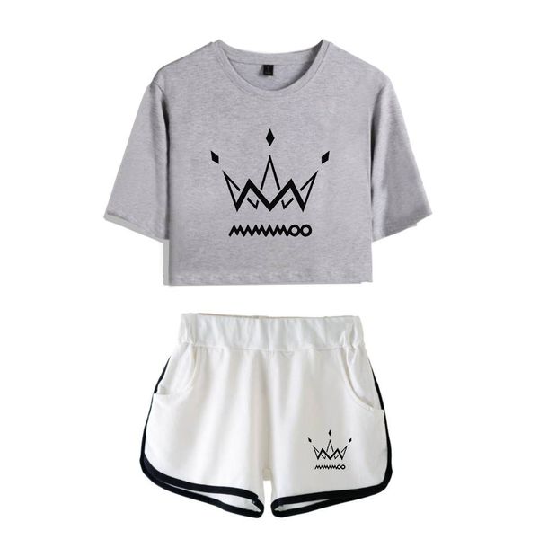 2019 summer t-shirt mamamoo printing ladies fashion t-shirt shorts two-color mix and match two-piece women clothing, White
2019 summer t-shirt mamamoo printing ladies fashion t-shirt shorts two-color mix and match two-piece women clothing, White