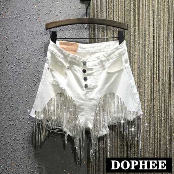white jeans woman 2020 summer single-breasted high waist rhinestone tassel chain denim shorts students hole shorts, Blue
white jeans woman 2020 summer single-breasted high waist rhinestone tassel chain denim shorts students hole shorts, Blue