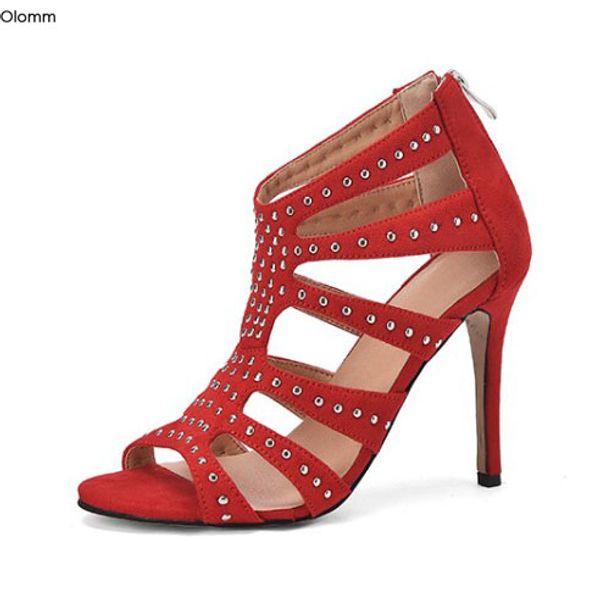 rontic 2020 handmade women sandals rivets stiletto heels sandals open toe gorgeous red party shoes women us plus size 5-15, Black
rontic 2020 handmade women sandals rivets stiletto heels sandals open toe gorgeous red party shoes women us plus size 5-15, Black
