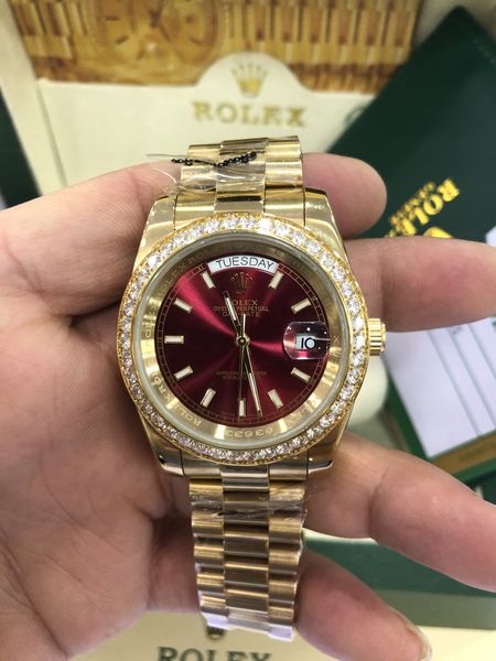 with original box luxury fashion watches 41mm 18k yellow gold diamond dial & bezel 18038 watch automatic men's watch wristwatch, Slivery;brown 
with original box luxury fashion watches 41mm 18k yellow gold diamond dial & bezel 18038 watch automatic men's watch wristwatch, Slivery;brown